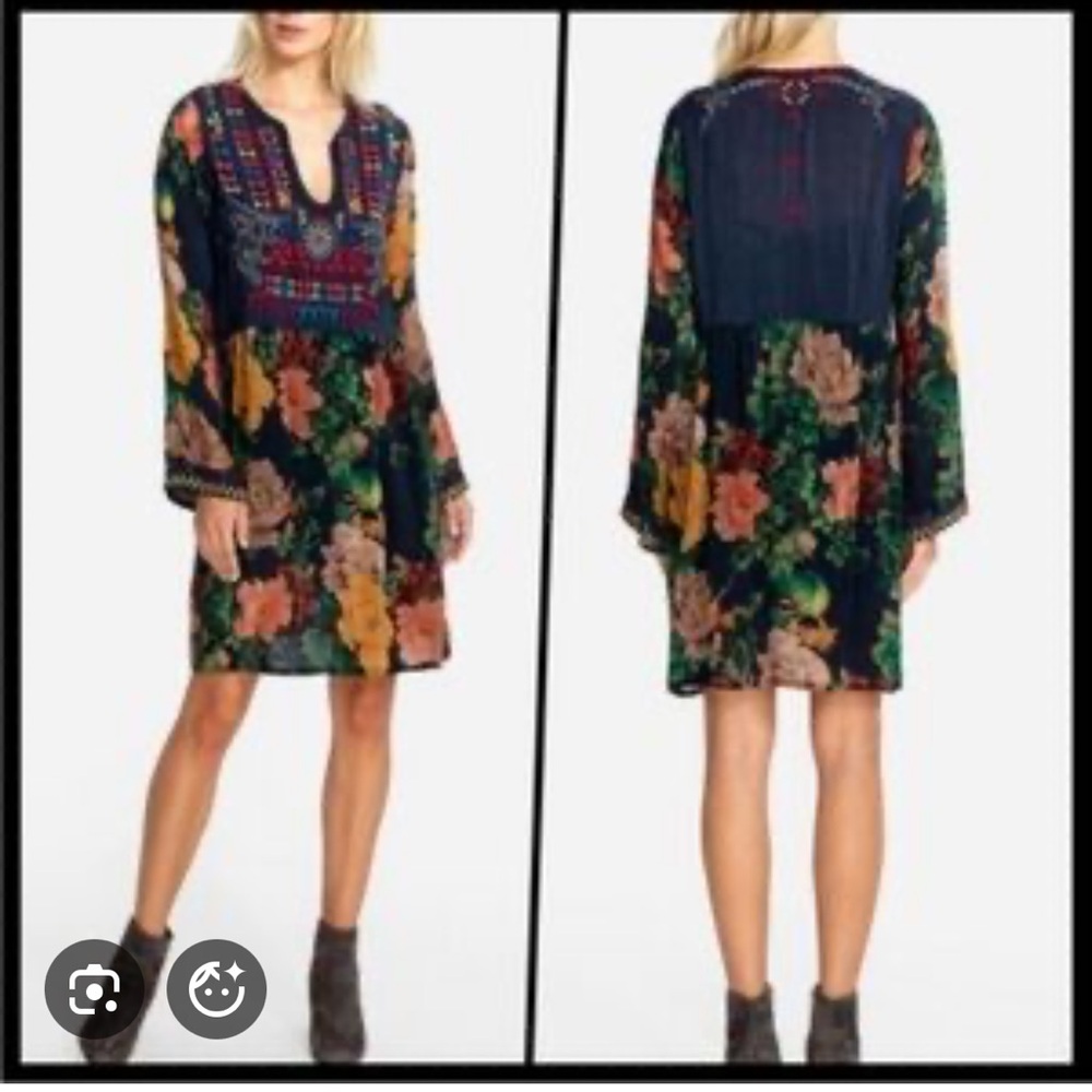 Johnny Was Floral Long Sleeve Dress